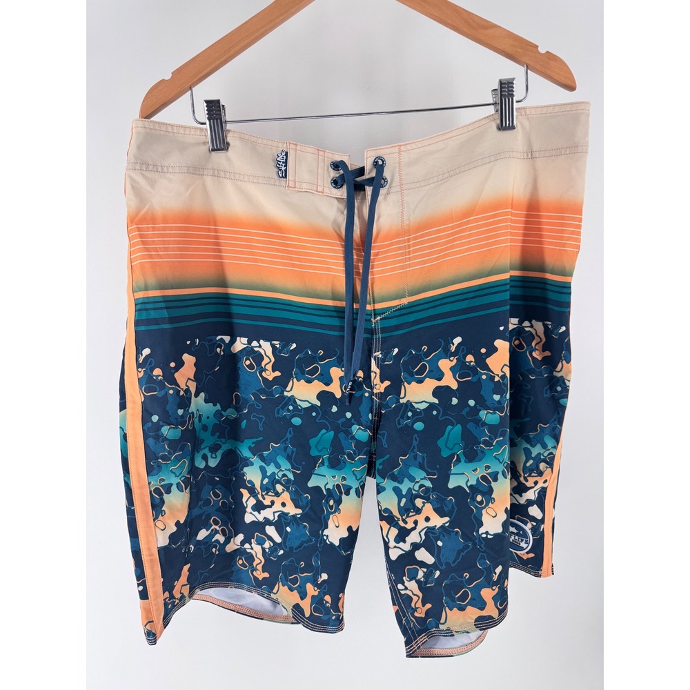 Salt Life Vapor Stretch Board Shorts Mens 38 Orange Blue SLX QD Camo Swim